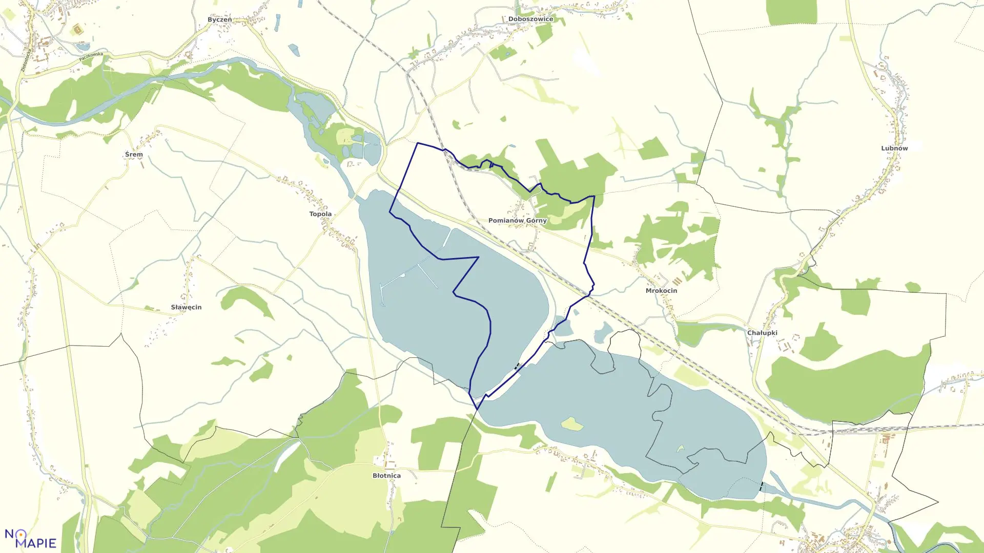 Mapa obrębu Pomianów Górny w gminie Kamieniec Ząbkowicki