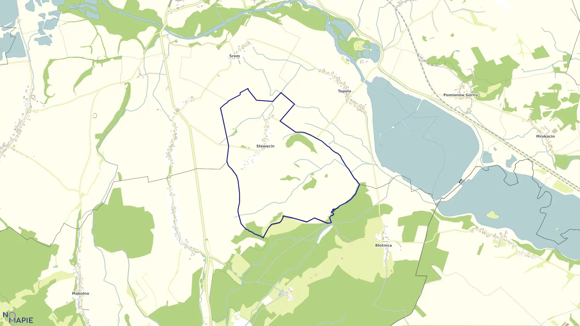 Mapa obrębu Sławęcin w gminie Kamieniec Ząbkowicki